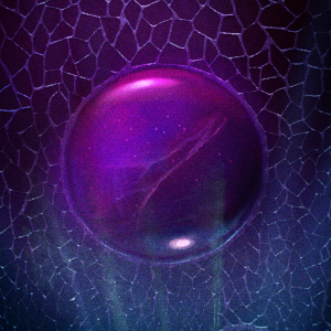 Promotional cover art by Sou Alexander. An aerial shot of a person in a spacesuit standing over a huge mosaic of a spider-crab creature with a purple gem for an eye.